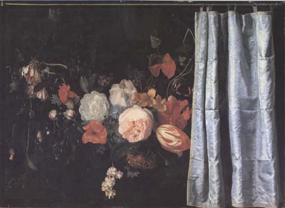 SPELT, Adrian van der Flower Still Life with Curtain (mk14)